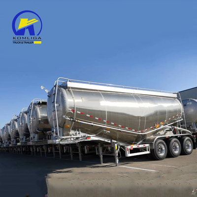 50T Load Capacity 3 Axle Bulk Cement Tank Semi Trailer with Air Bag Inner Fluidized Bed