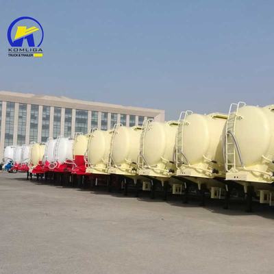 2 Pieces ABS Optional 3 Axles Bulk Cement Tanker Semi Trailer with Spare Tire Carrier