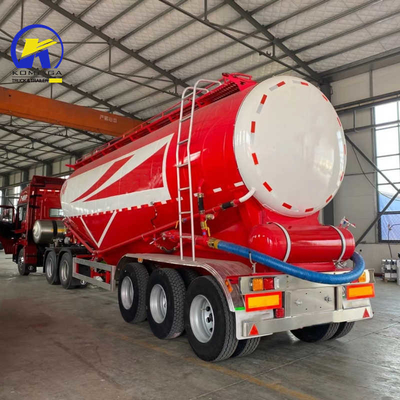 2 Pieces ABS Optional 3 Axles Bulk Cement Tanker Semi Trailer with Spare Tire Carrier