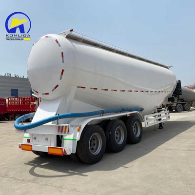 2 Pieces ABS Optional 3 Axles Bulk Cement Tanker Semi Trailer with Spare Tire Carrier
