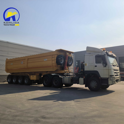 4axle U Shape Hydraulic Cylinder Dump Semi Trailer with Jost 2.0 or 3.5 Inch King Pin