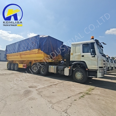 Steel Tread 1820mm U Shape Rear Hydraulic Dump Truck Tipping Semi Trailer 35cbm 3 Axles