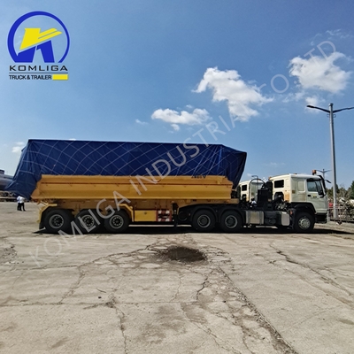 Steel Tread 1820mm U Shape Rear Hydraulic Dump Truck Tipping Semi Trailer 35cbm 3 Axles
