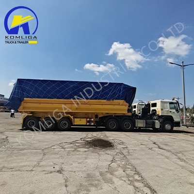 Steel Tread 1820mm U Shape Rear Hydraulic Dump Truck Tipping Semi Trailer 35cbm 3 Axles