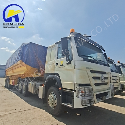 Steel Tread 1820mm U Shape Rear Hydraulic Dump Truck Tipping Semi Trailer 35cbm 3 Axles