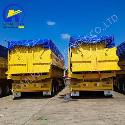 Steel Tread 1820mm U Shape Rear Hydraulic Dump Truck Tipping Semi Trailer 35cbm 3 Axles